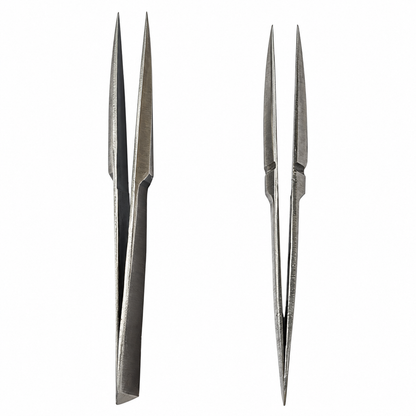 Johnson Tools Thakar Tweezers Iron Chimti (Wide Mouth) for Jewellery Making and Industrial Works (Color - Chrome, 2pcs)