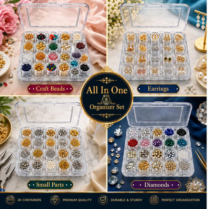Johnson Tools Transparent Plastic Box for Storing Stones, Gems, Clips, Small Jewelry pieces and Multipurpose uses (20 pc Set Box) Round