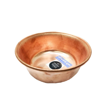 JOHNSON TOOLS Pure Shiny Handmade Plane Copper Bowl for Jewellery Works/Food Service Works/ayurveda and Much More (Capacity - 500gm)