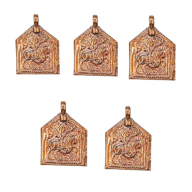 Johnson Tools Baba Ramdev God (Ghora Savari) Copper Pendant (Ful) in Rajasthani Design For Male and Female (Pack of 5 pcs)