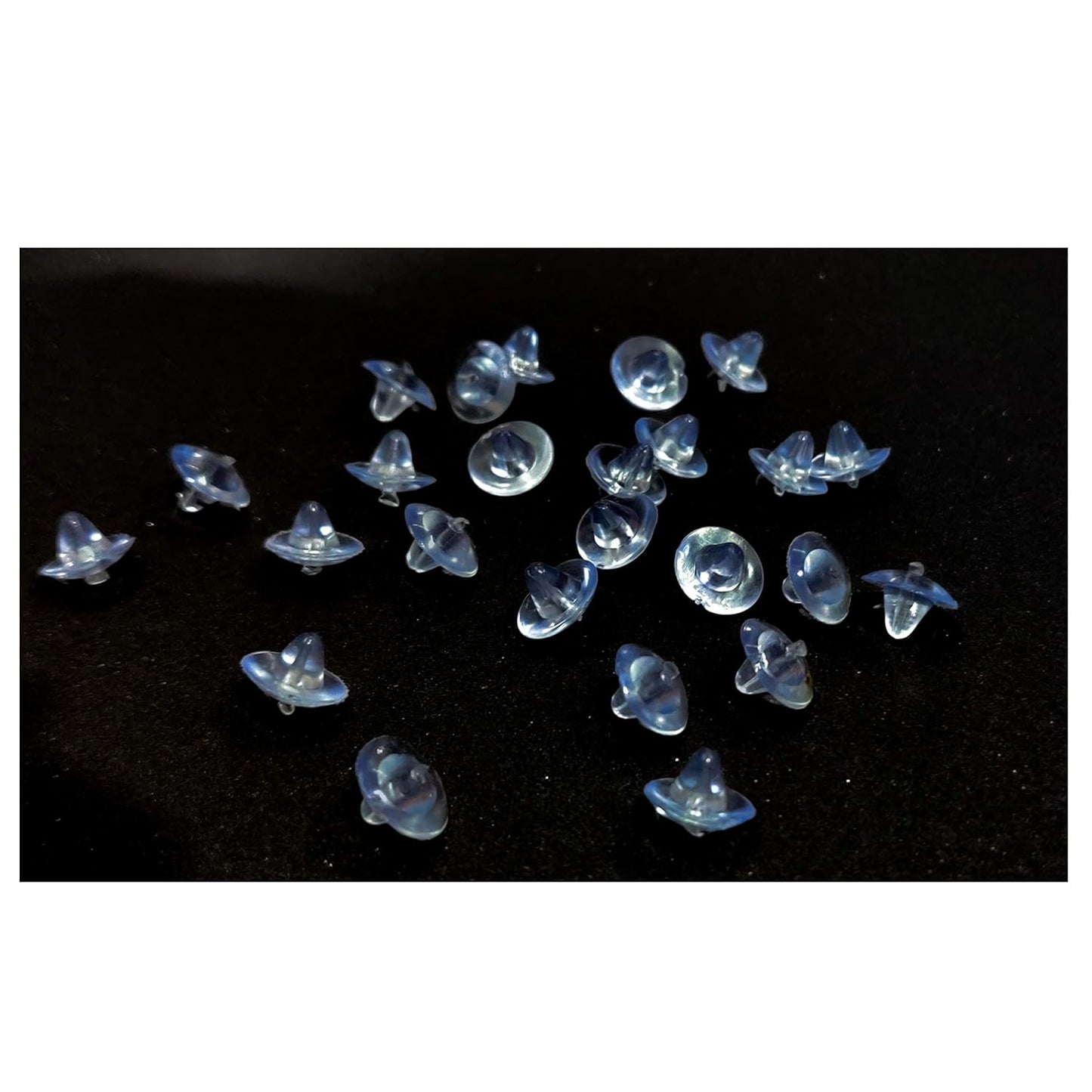 Johnson Tools 200 Pieces of Clear Bluish Silicone Bullet Back Stoppers/push buttons/Findings Stud Earring Plugs For Gold And Silver Earrings