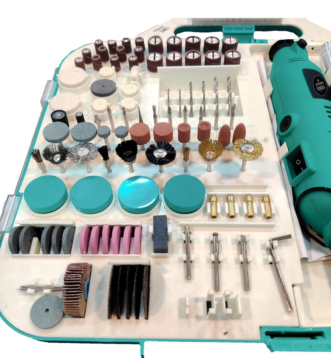 Johnson Tools Mini Rotary Drill Grinder All in One Set with 138 Pieces kit for Jewellery Art n Craft DIY Working Tool