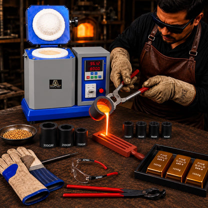Johnson Tools JTMF-1K Melting Furnace For Gold and Silver -Capacity 1Kg, Volts 230v, Size - 41 x 22 x 36 cm (Color - Blue, Heavy Quality Model)