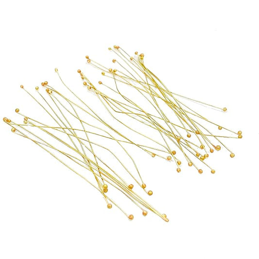 Johnson Tools Round Headed Ball Pins (Brass) for Jewellery Making and Beading