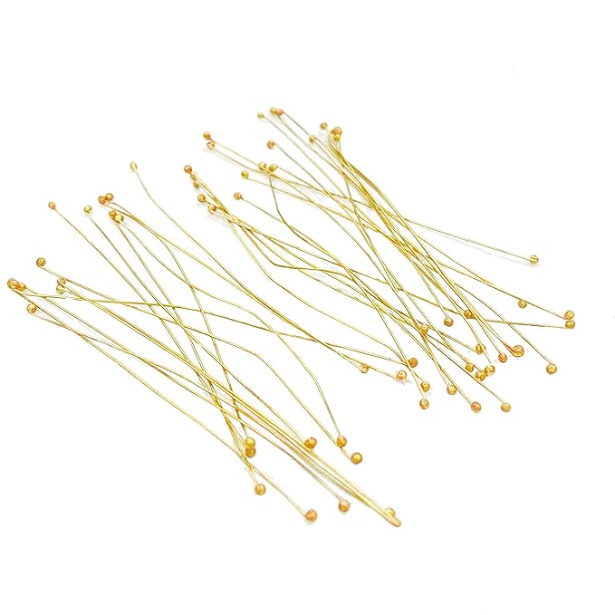 Johnson Tools Round Headed Ball Pins (Brass) for Jewellery Making and Beading