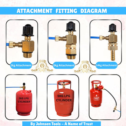 Johnson Tools Pin Point Soldering Mini Flamethrower Torch For Gold Jewellery Soldering, Repairing with 2 Attachments Can used with 2/5/14 kg LPG Cylinder