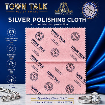 Johnson Tools Silver Polishing Cloth (Town Talk) with Anti-Tarnish Protection (Size 12.5X17.5 cm)
