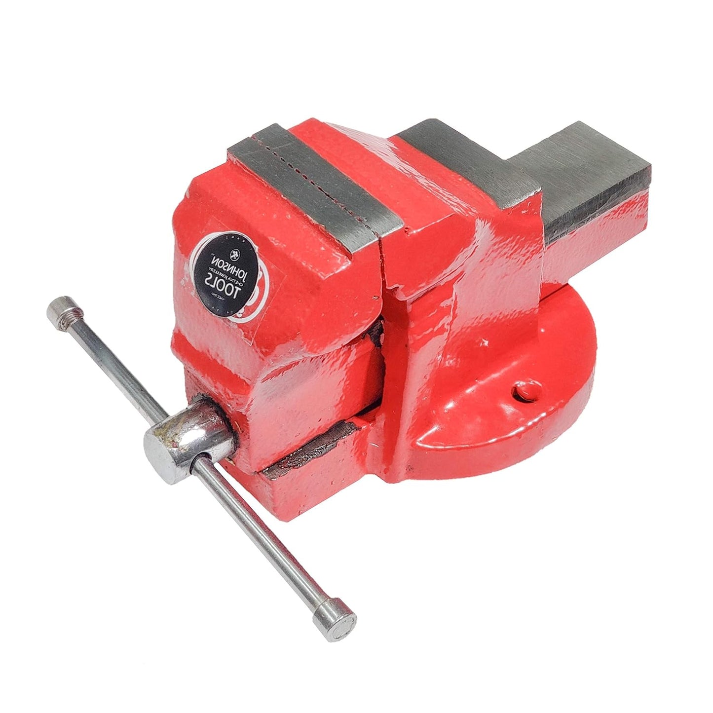 Johnson Tools Bench Vise or Drill Vise of Heavy Structure Cast Iron Fixed Base (Size - 190mm, Color - Red)