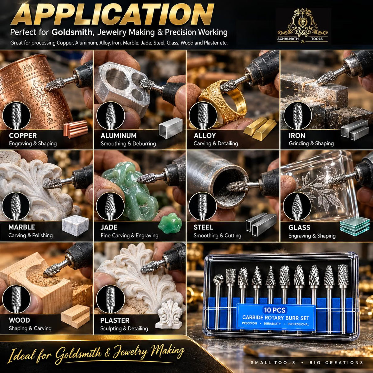 Johnson Tools 30pcs Diamond Bits Set – 2.35mm Shank Rotary Bits in Multi Grits for Jewelry Engraving, Polishing & Carving
