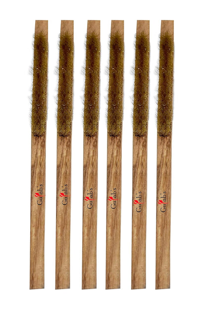 Johnson Tools 3 Line Brass Wire Brush With Wooden Handle Scratch Brush Professional Approx 10" 6 Pcs Set (Brushing Size Approx 3.8'') Multipurpose for Cleaning, Polishing, Jewellery Cleaning, Rust Removal, Etc