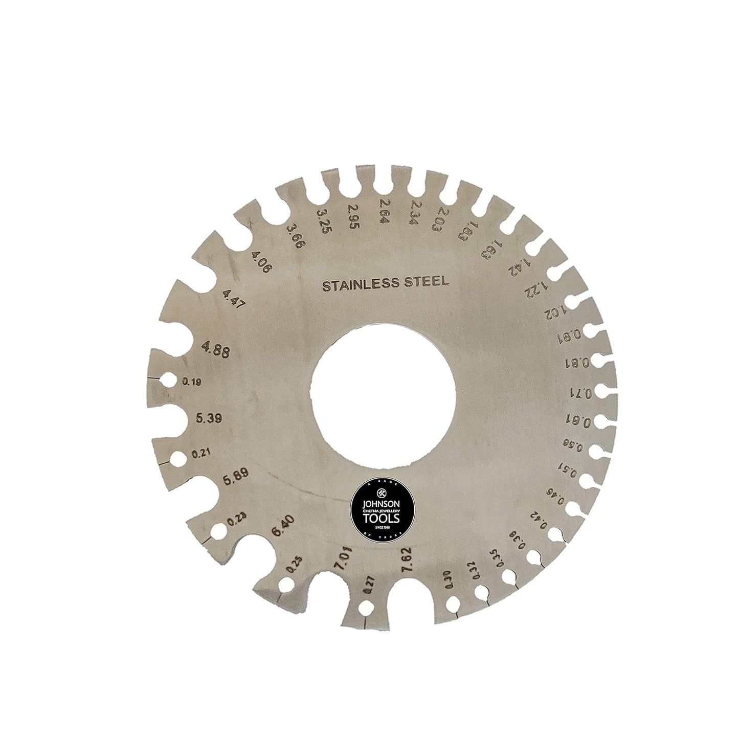 Johnson Tools Handy Round Shape S.W.G. Wire Gauge/Sizer in British & Metric Made of Stainless Steel (Size 1 to 36)