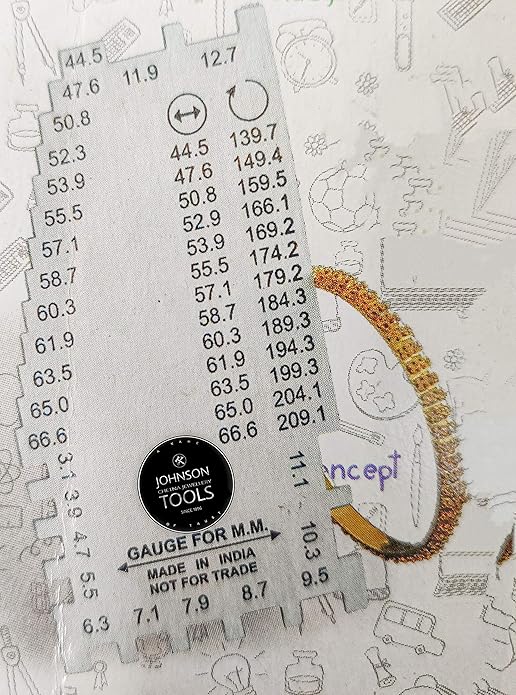 Johnson Tools ajanta Stainless Steel Handy Bangle Sizer/Gauge/Bracelet Sizer/Gauge in Inches/Metric/Aani For Measuring Bangle size or Thickness