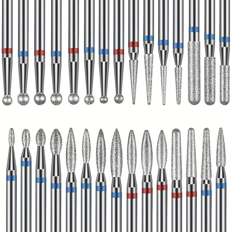 Johnson Tools 30pcs Diamond Bits Set – 2.35mm Shank Rotary Bits in Multi Grits for Jewelry Engraving, Polishing & Carving