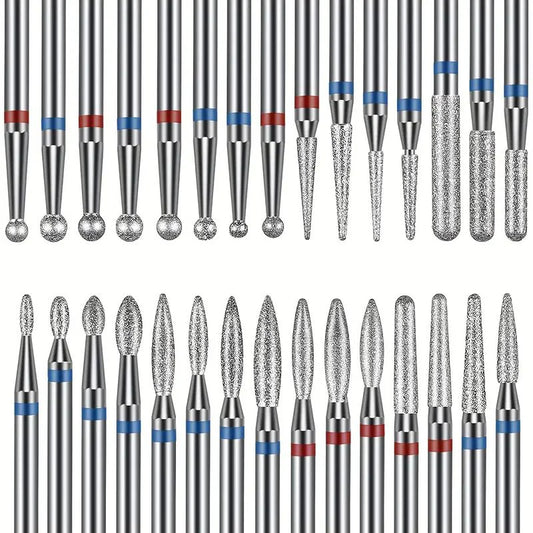 Johnson Tools 30pcs Diamond Bits Set – 2.35mm Shank Rotary Bits in Multi Grits for Jewelry Engraving, Polishing & Carving