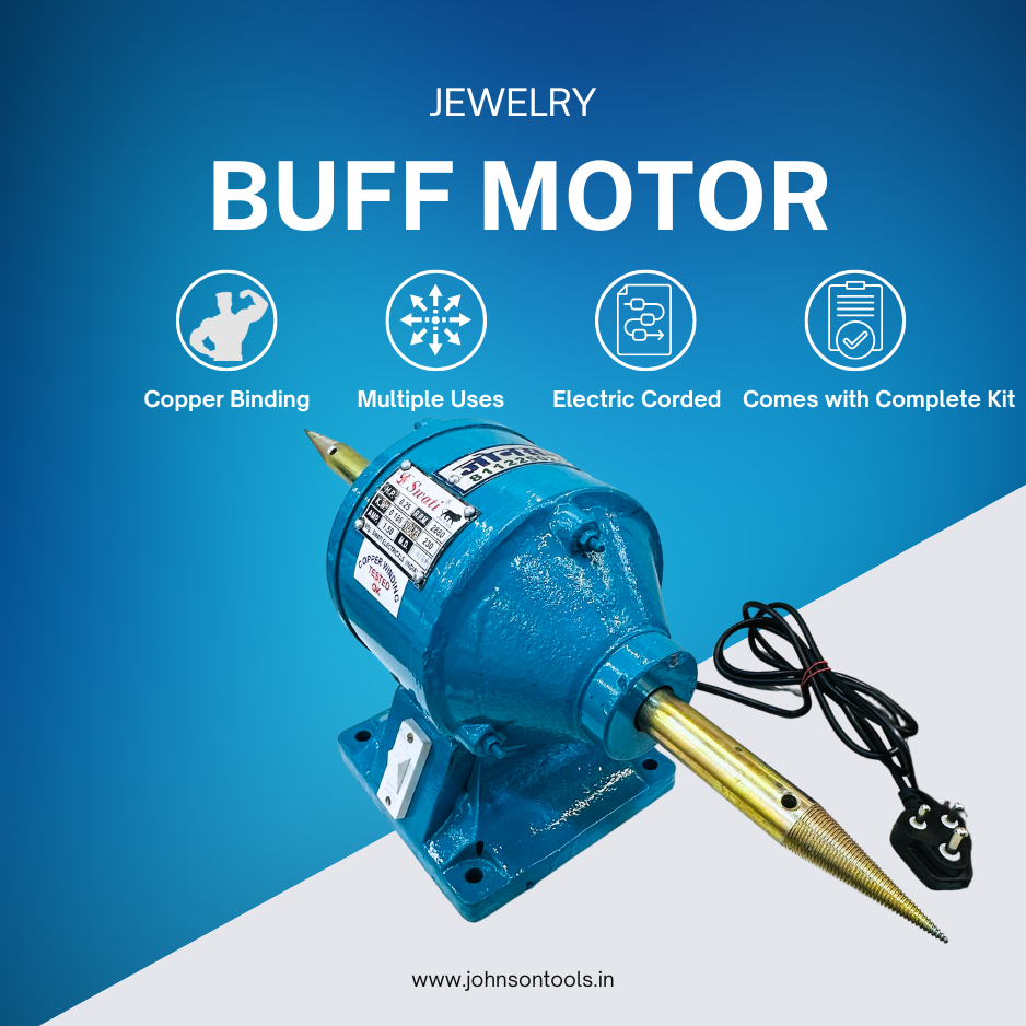 Johnson Tools Polisher Motor Buff Machine or Polish Motor of 0.50 HP For Gold and Silver Jewelry Polishing