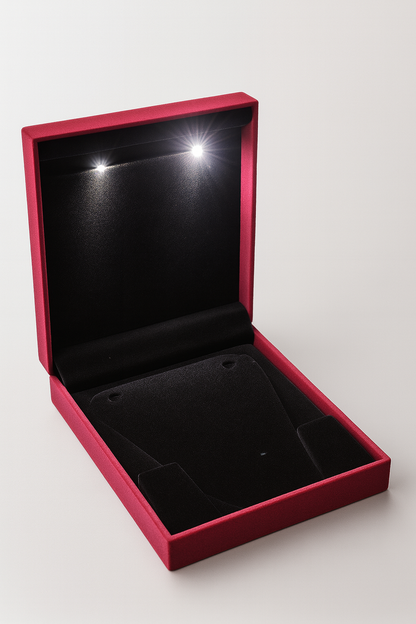 Johnson Tools Heavy Sued Velvet Jewellery Necklace Earring Pendant Half Set Box | Premium LED Display Case (Size 7″ × 8″)