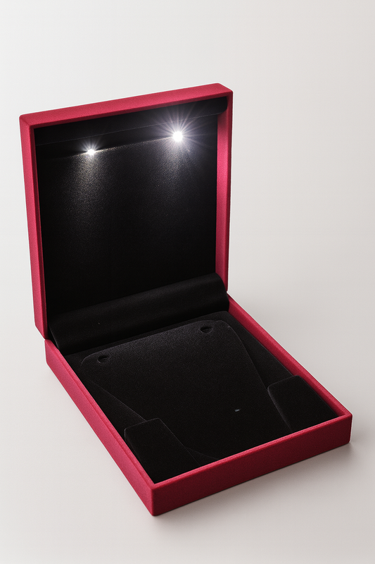 Johnson Tools Heavy Sued Velvet Jewellery Necklace Earring Pendant Half Set Box | Premium LED Display Case (Size 7″ × 8″)