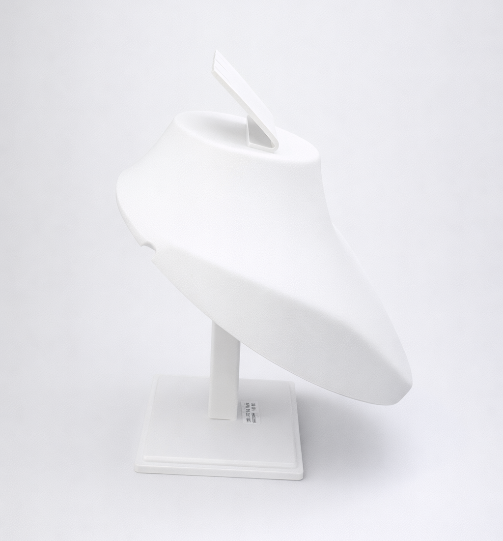 Johnson Tools White Adjustable Fiber Necklace Display Stand (Size 0, 4" width) for Gold, Silver, Diamond & Antique Necklaces Photography and Display Works