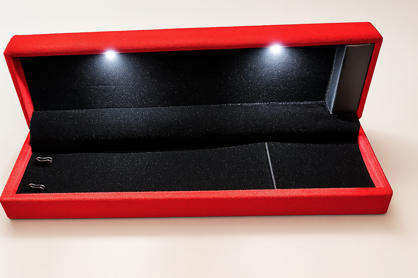 Johnson Tools Suede Finish Velvet Gift Box with LED Light for Gold and Silver Bracelets, Chains, Mangalsutra
