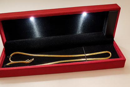 Johnson Tools Suede Finish Velvet Gift Box with LED Light for Gold and Silver Bracelets, Chains, Mangalsutra