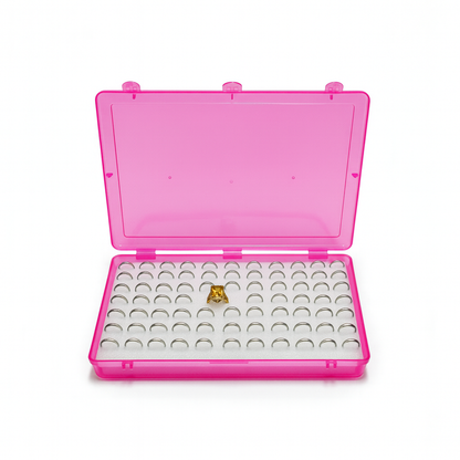 Johnson Tools Pink 100 Slots Ring Storage Plastic Box with Foam for Rings, Bichiya, Portable Jewellery Display & Organizer Box