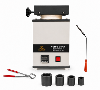 Johnson tools Iron Surya Gold & Silver Melting Furnace Machine for Jewellery (1kg Capacity, 900W, 220V, Fast Heating up to 1200°C, White-Black Color, Digital Temperature Controller)