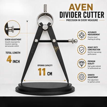 Johnson Tools Aven Spring Adjustable Compass Divider 4" Fine Point Black Powder Coated Precision Measuring for Jewellery Marking, Scribing, Craftsman, Architect, Artist, Carpenter, Model Making