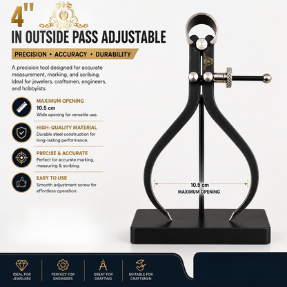 Johnson Tools Aven Spring Adjustable Outside Compass Divider 4" Fine Point Black Powder Coated Measuring for Jewellery Marking, Scribing, Craftsman, Architect, Artist, Carpenter, Model Making