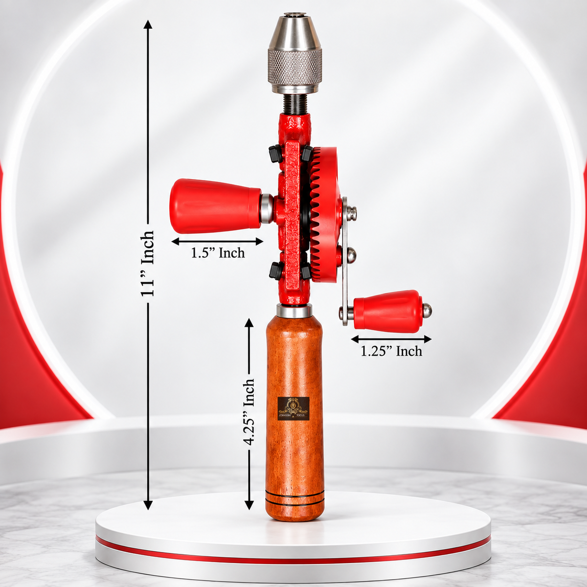 Johnson Tools Nahal 1/4'' Hand Drill Machine with Wooden Handle (Color - Red, Size - 6mm)