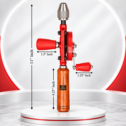 Johnson Tools Nahal 1/4'' Hand Drill Machine with Wooden Handle (Color - Red, Size - 6mm)