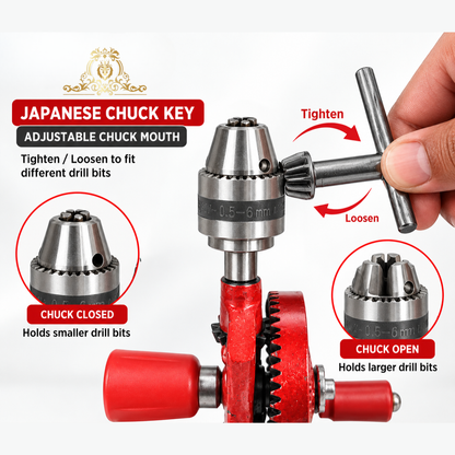 Johnson Tools Nahal 1/4'' Hand Drill Machine with Japanese Chuck Key Model (Color - Red and Black, Size - 6mm)