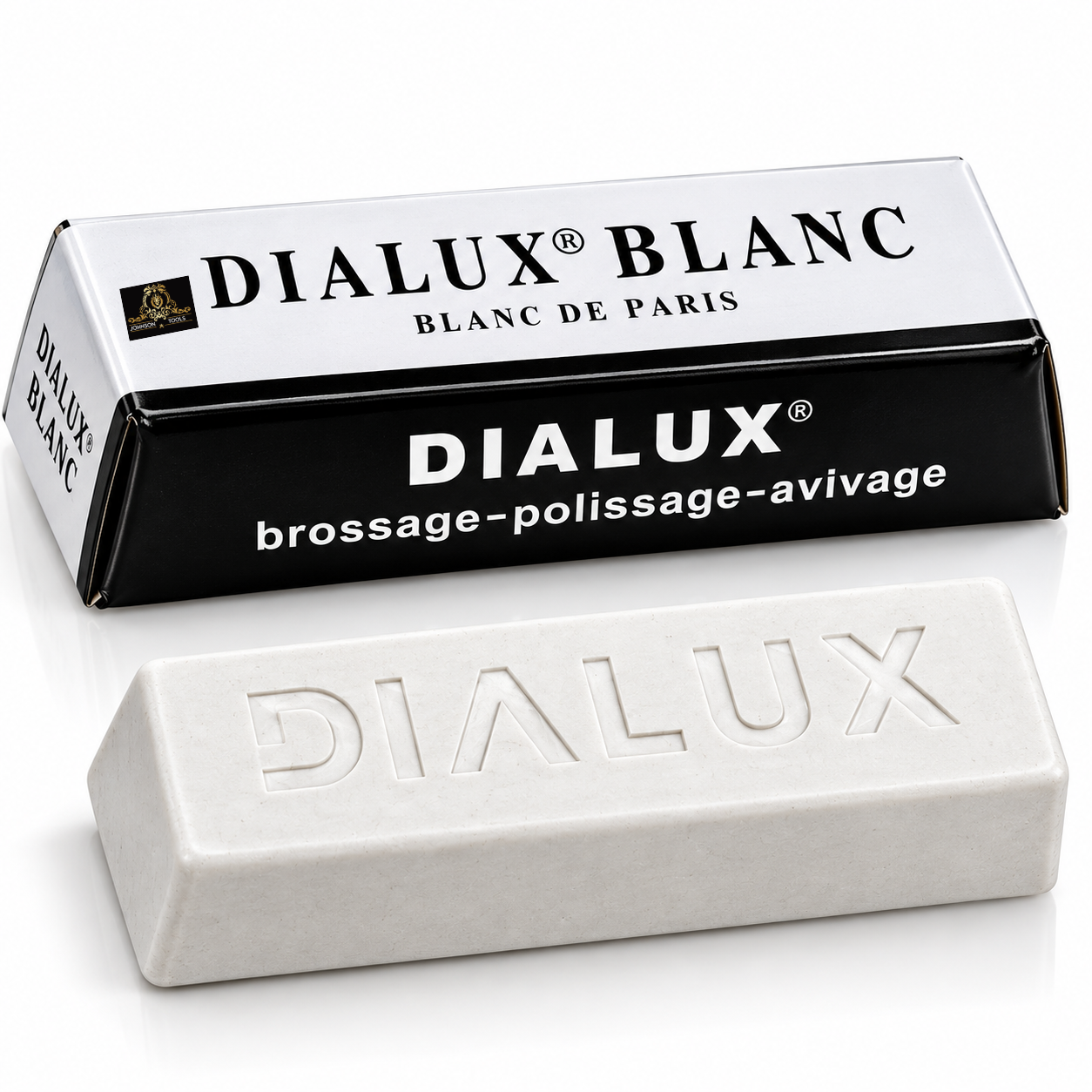 Johnson Tools Dialux White High Polishing Rouge Bar Used on Silver, White Gold and Plastics for Pre-Polish and High Lustre Finish for Jewellery Making and Repair, Watchmaking, Model Making