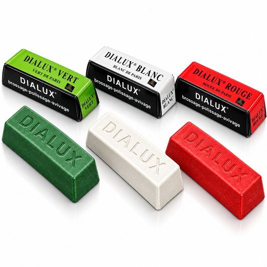 Johnson Tools Red Green and White High Polish Rouge Bar used White Gold, Platinum and Harder Metals for Final Polishing Process for Jewellery Making and Repair, Watchmaking or Other Metals (Pack of 3)
