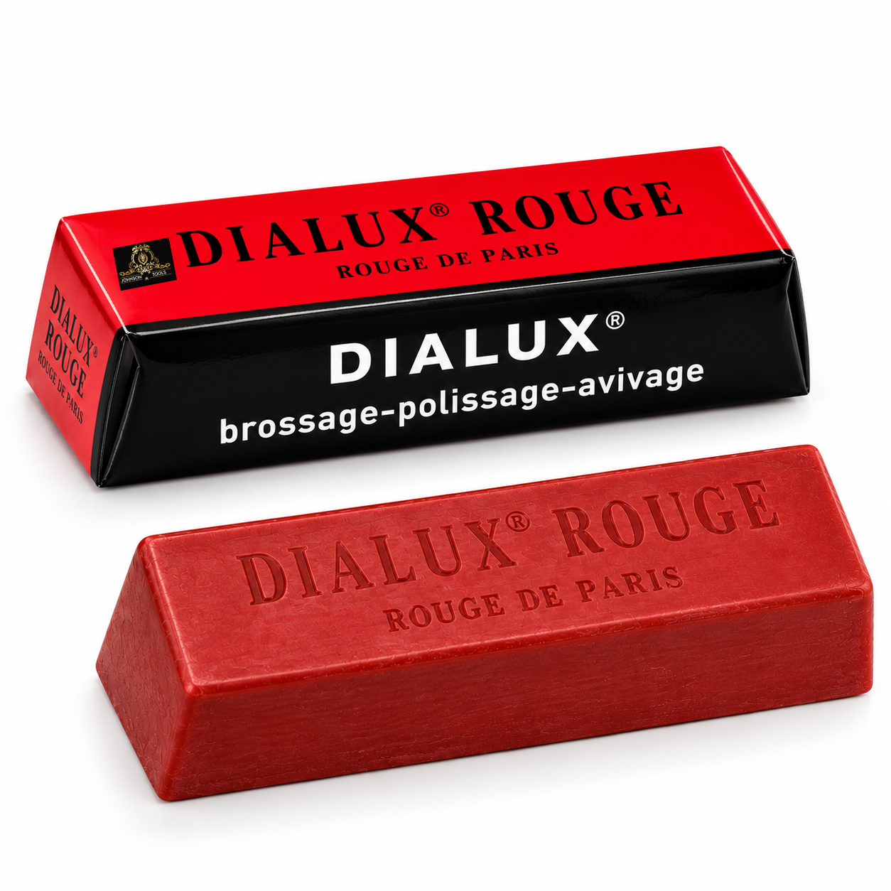 Johnson Tools Dialux Red High Polishing Rouge Bar Used on Gold, Silver, Brass for High Mirror Finish Polishing on Jewellery Making and Repair, Watchmaking, Model Making, Hobby Crafts