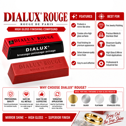 Johnson Tools Dialux Red High Polishing Rouge Bar Used on Gold, Silver, Brass for High Mirror Finish Polishing on Jewellery Making and Repair, Watchmaking, Model Making, Hobby Crafts