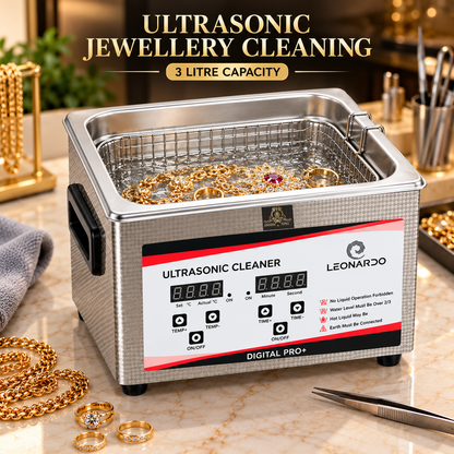 Johnson Tools Digital Pro 40kHz Ultrasonic Cleaner with Auto Digital Timer & Heater for Jewelry, Glasses & Watches Cleaner (3 Litre)