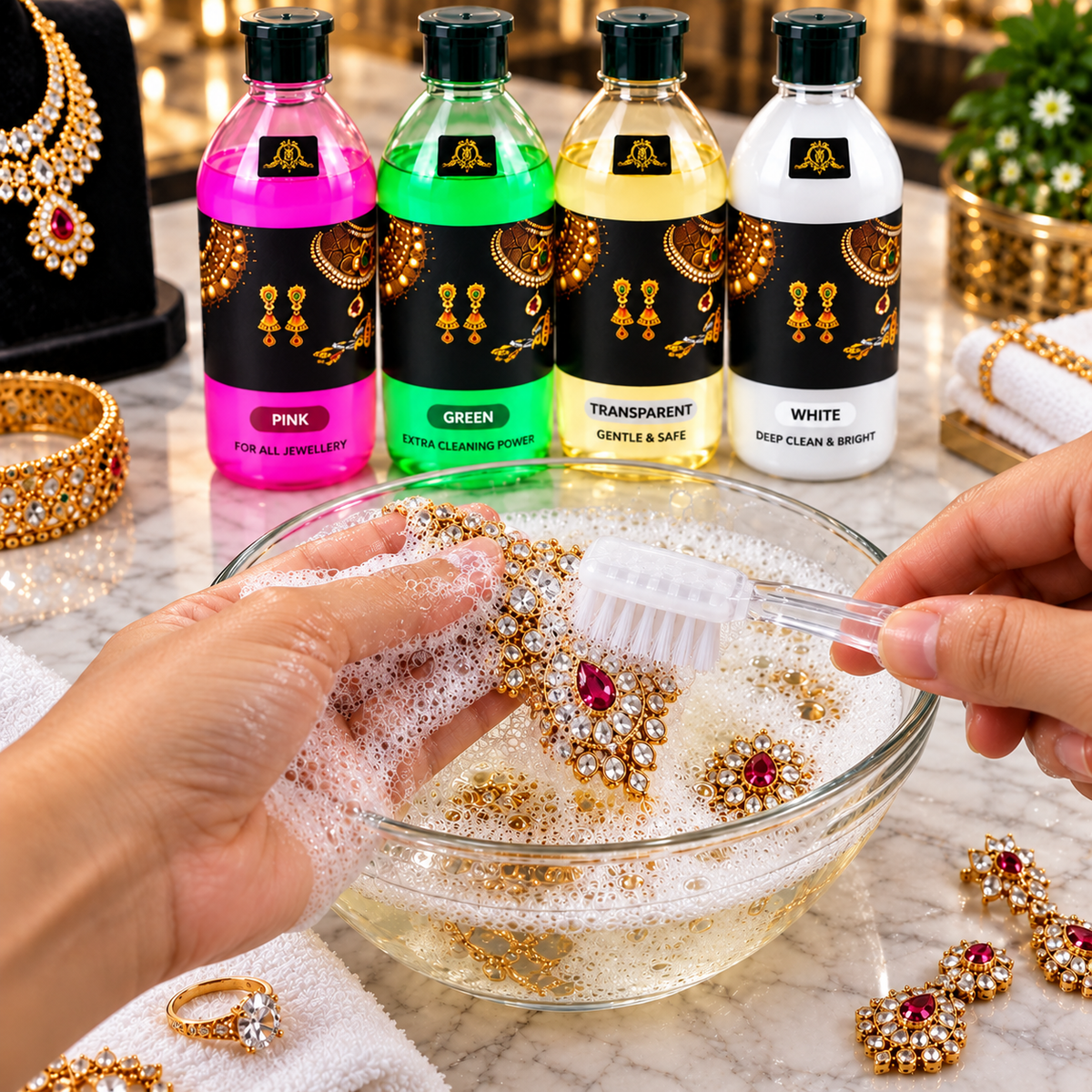 Johnson Tools Thick Jewellery Green Gel Cleaning Shampoo For Gold, Silver, Diamond, Artificial Jewellery Removes Dirt, Grease and Polishing Residue