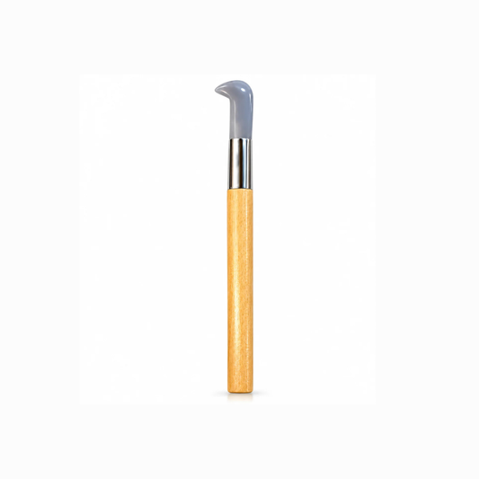 Johnson Tools Opani Stone Aragonite Stone with Wooden Handle for Gold Shining, Cleaning, straightning Works (Curved)