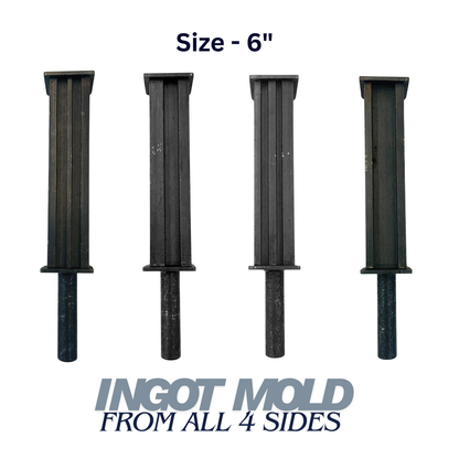 Johnson Tools 6" Square Wire Ingot Mold or Dhalni Pot Reja with 6 Slot sizes for Gold Silver Copper Aluminum Brass Melting, Casting and Refining Works