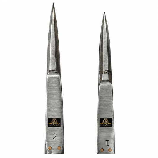 Johnson Tools Thakar Tweezers Iron Chimti (Wide Mouth) for Jewellery Making and Industrial Works (Color - Chrome, 2pcs)
