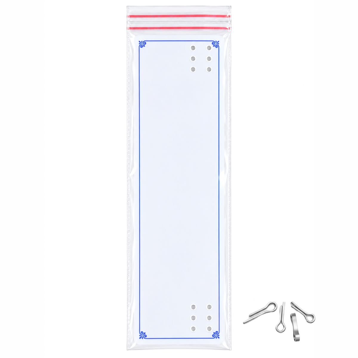 Johnson Tools C2P White PVC Jewellery Packing Card with double Stick Zippe and Aluminium Clips for Payal Packaging (3 × 11.5 Inch)