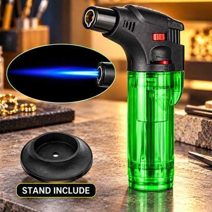 Johnson Tool Plastic Windproof Jet Flame Gun Thrower Barbeque Torch Lighter with Stand (Without Gas)