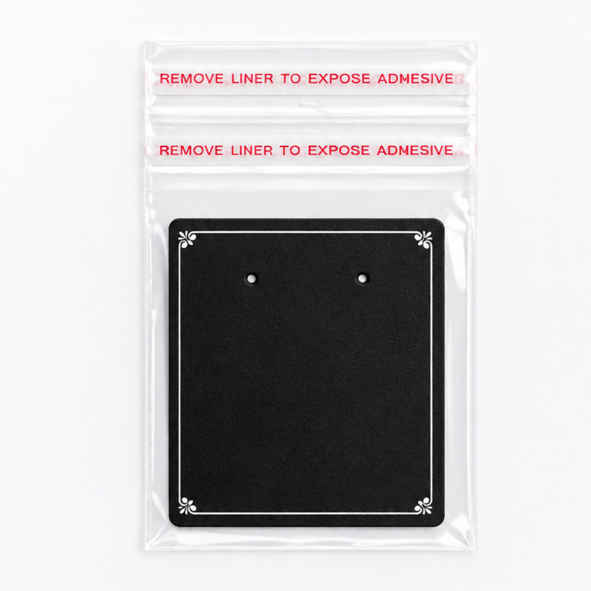 Johnson Tools I2P Black PVC Display Card with Double Stick Zipper for Earring and Tops (2.5x2.5")