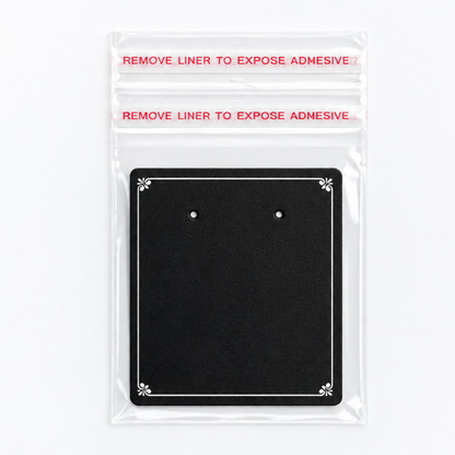 Johnson Tools I2P Black PVC Display Card with Double Stick Zipper for Earring and Tops (2.5x2.5")