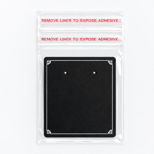 Johnson Tools I2P Black PVC Display Card with Double Stick Zipper for Gold & Silver Earring and Tops Packing (2.5x2.5")