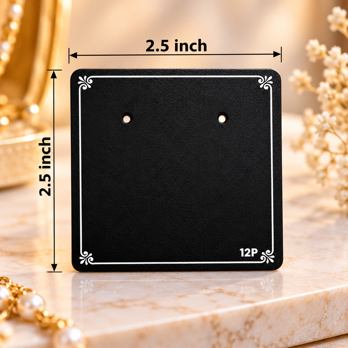Johnson Tools I2P Black PVC Display Card with Double Stick Zipper for Earring and Tops (2.5x2.5")