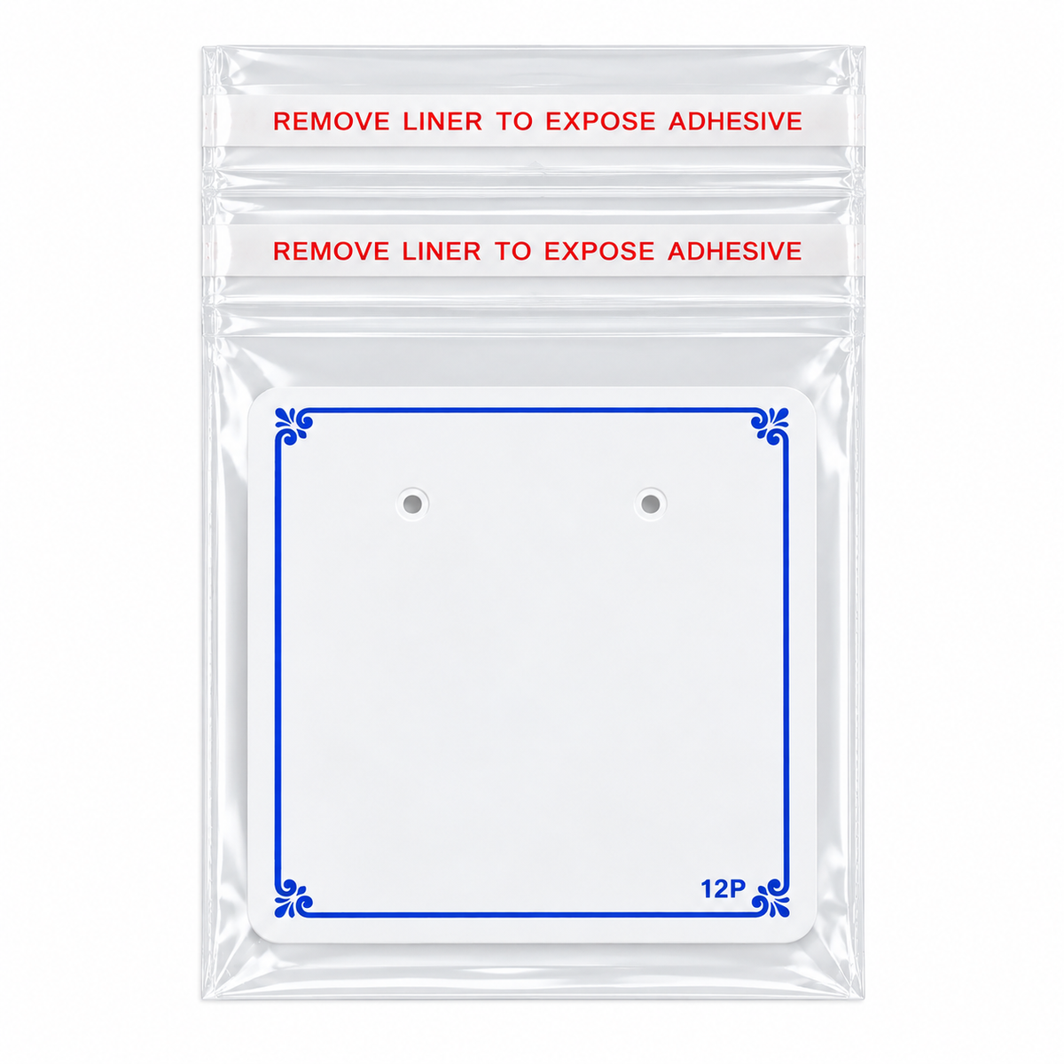 Johnson Tools I2P White PVC Display Card with Double Stick Zipper for Earring and Tops (2.5x2.5")