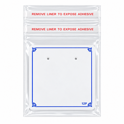 Johnson Tools I2P White PVC Display Card with Double Stick Zipper for Earring and Tops (2.5x2.5")