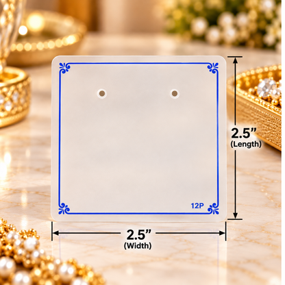 Johnson Tools I2P White PVC Display Card with Double Stick Zipper for Earring and Tops (2.5x2.5")