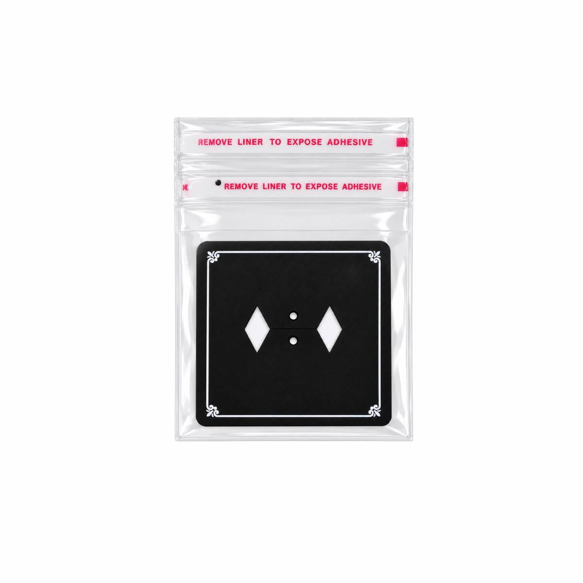 Johnson Tools I4P Black PVC Display Card with Double-Stick Zipper Pouch for Gold & Silver Ring Packing (2.5x2.5")